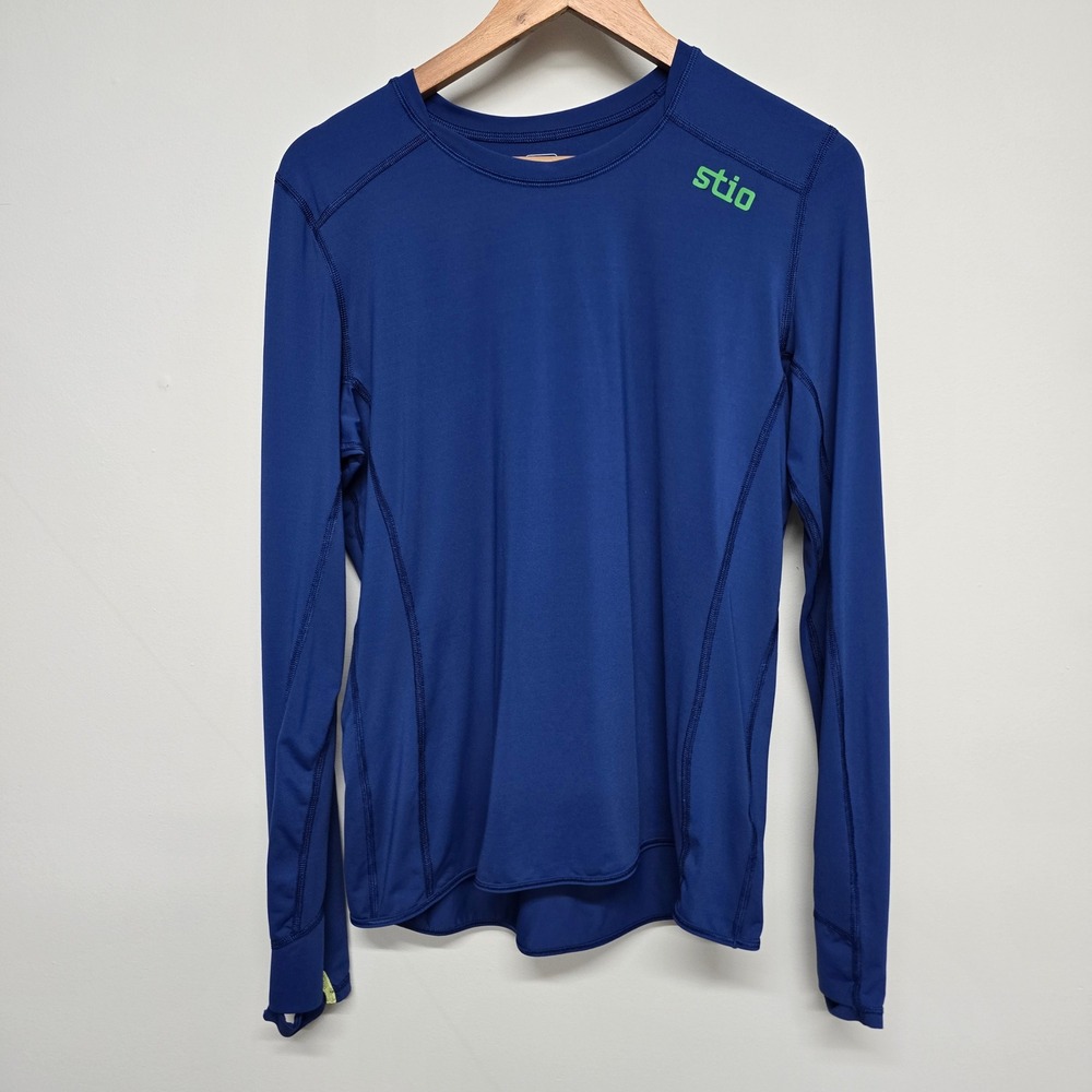 Stio Basis Long Sleeve Shirt Mens Large Blue UPF 50 Thumbhole Hiking Gorpcore